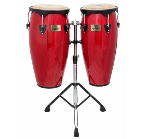 Tycoon Percussion 11.75 Inch Concerto Series Red Pearl Conga With Single Stand 