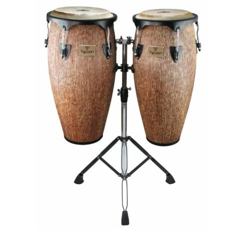 Puerto Rican Flag Finish Tycoon Percussion 8 Inch & 9 Inch Junior Congas With Double Stand 